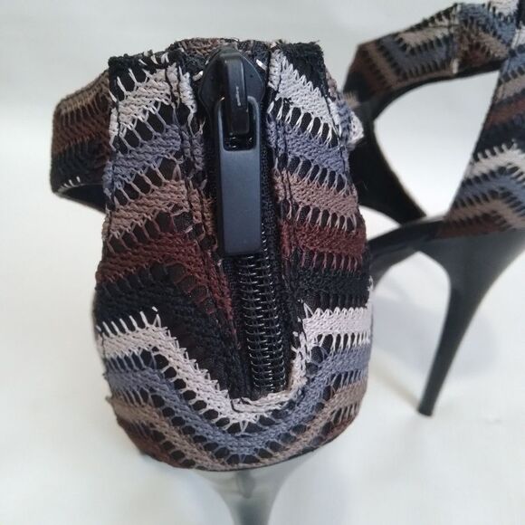 Anne Michelle Brown & Blue Chevron Socialite Stiletto Heel Pumps Women's US 8.5 - Picture 15 of 15